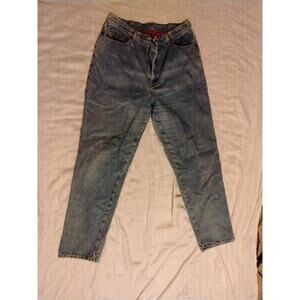 LL Bean WOMENS Double L Relaxed Fit Plaid Flannel Lined Denim Blue Jeans